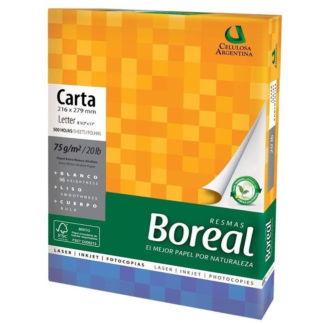 Papel Boreal Carta 75g X500 Hojas - Districomp