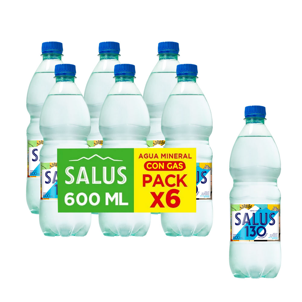 Agua Salus con gas 600cc x6