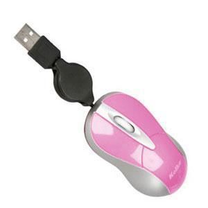 Mouse con Cable  Retráctil USB KM-106 Rosado Kolke