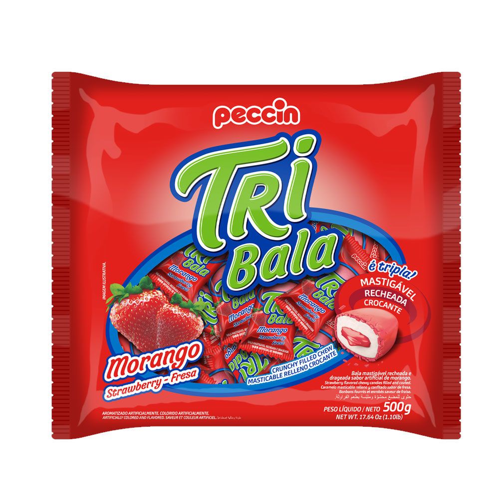 Caramelos masticables rellenos frutilla Tribala 500g